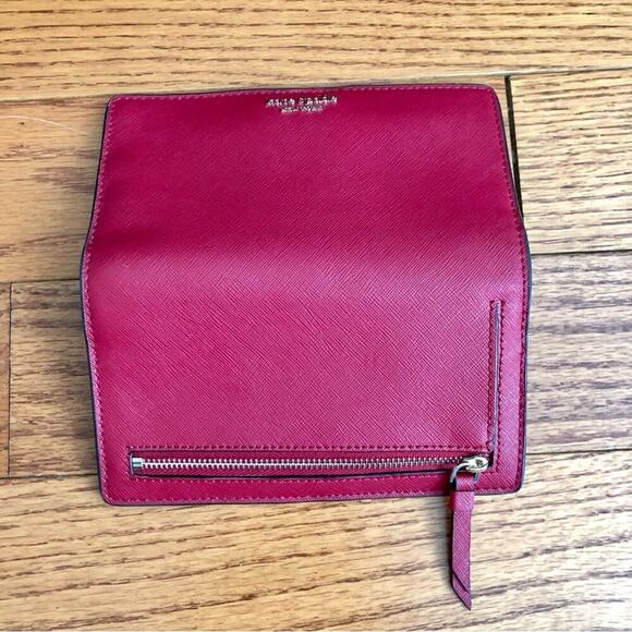 Kate Spade Cameron Saffiano Leather BiFold Rosso Red Wallet - Picture 7 of 8